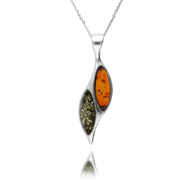 Silver Double Amber Pendant