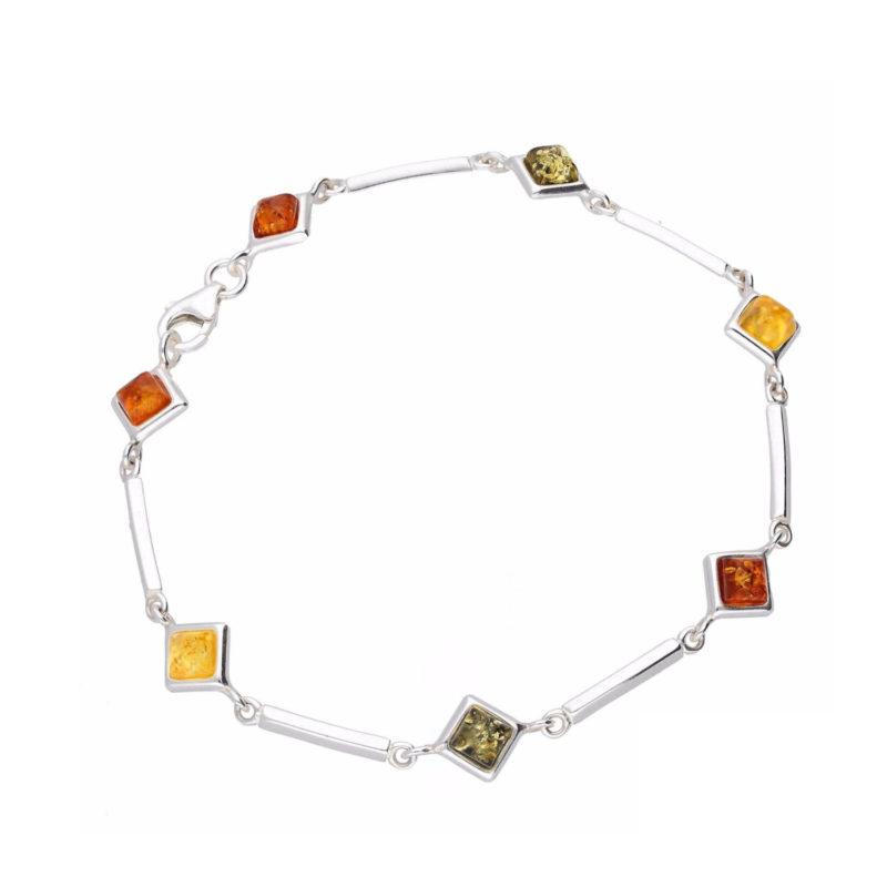 Silver Amber Square Bracelet