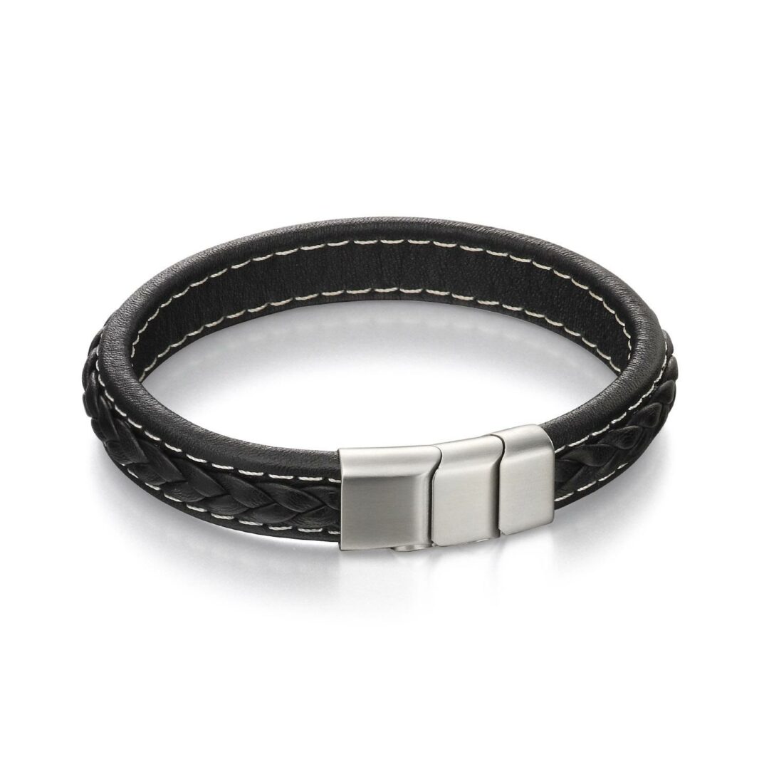 Black Leather Bracelet - HC Jewellers - Fred Bennett
