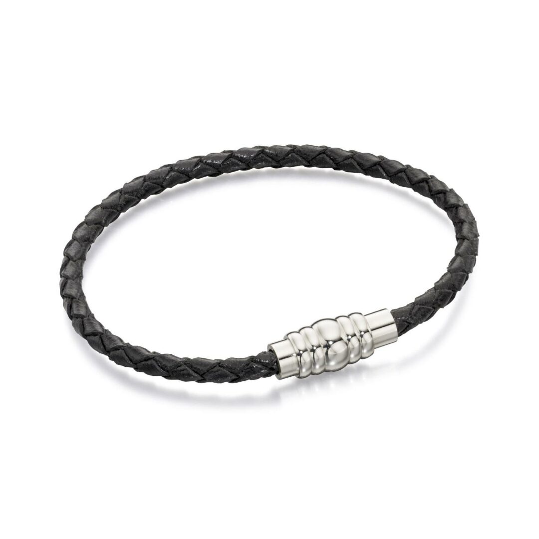 Skinny Black Leather Bracelet - HC Jewellers - Fred Bennett