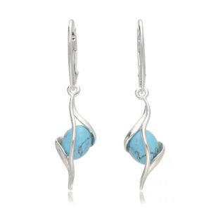 Silver Turquoise Designer Drop Earrings