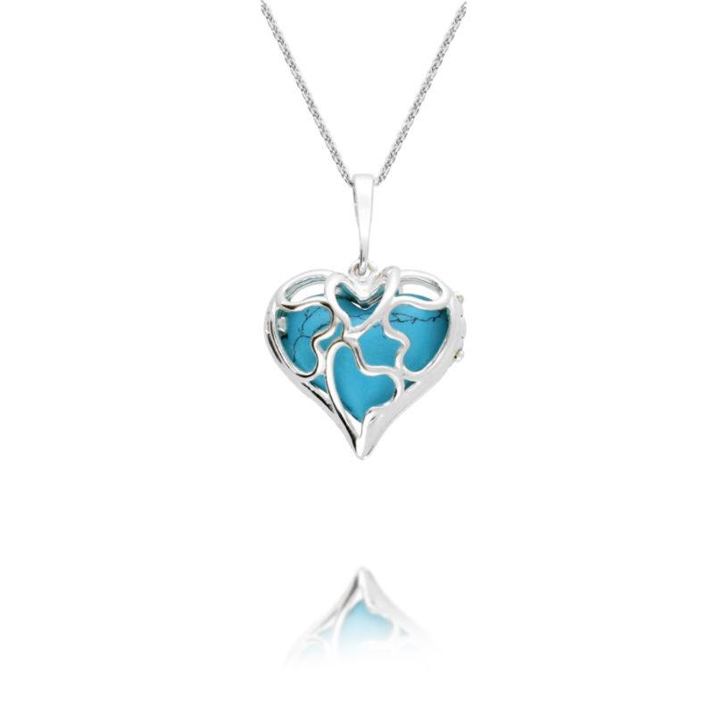 silver turquoise heart pendant