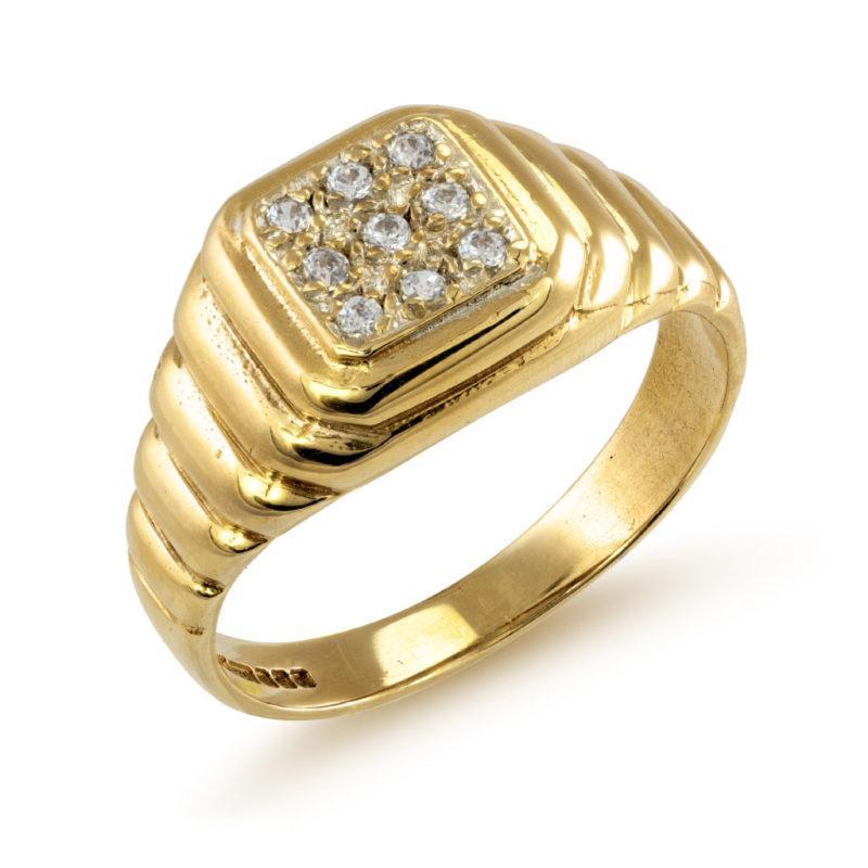 Pre-owned Mens 9ct Gold Diamond Ring
