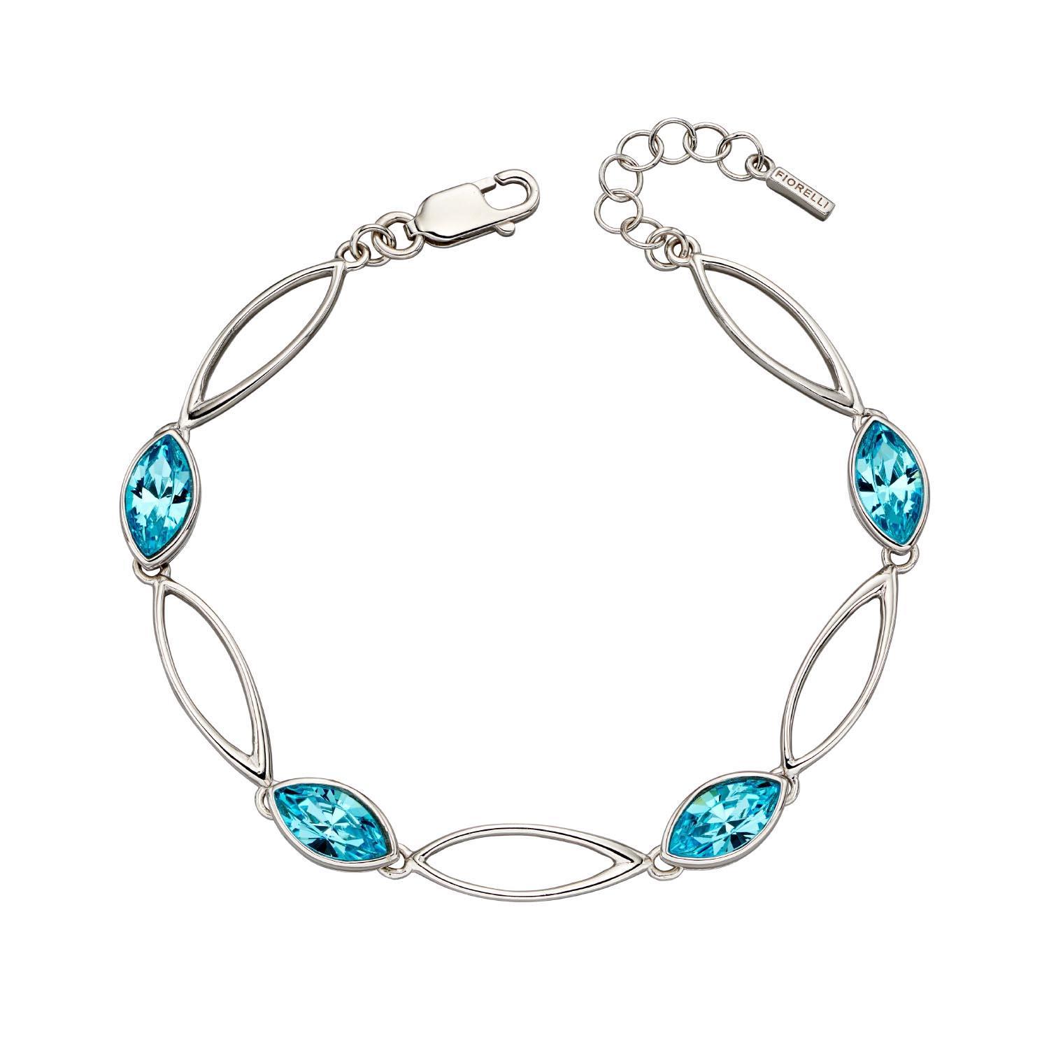 Aqua navette twist blue bracelet sterling silver
