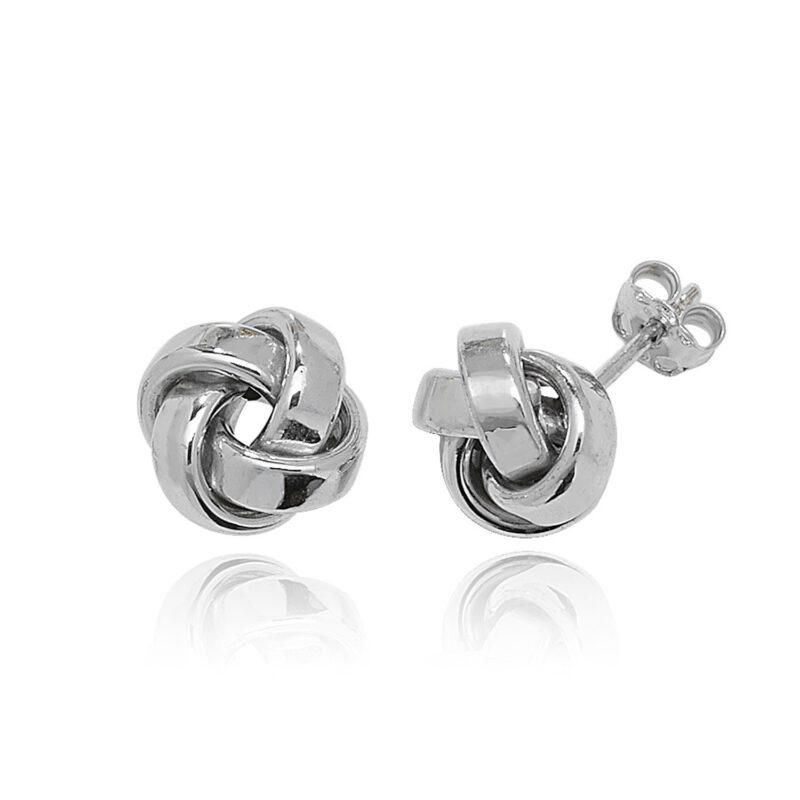 9ct White Gold Knot Studs