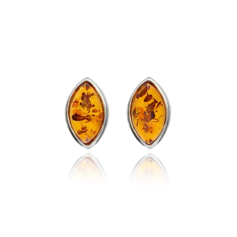 Silver Amber Marquise Studs