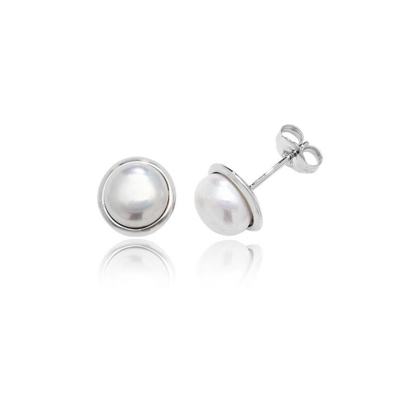 Silver Freshwater Pearl Mabe Studs