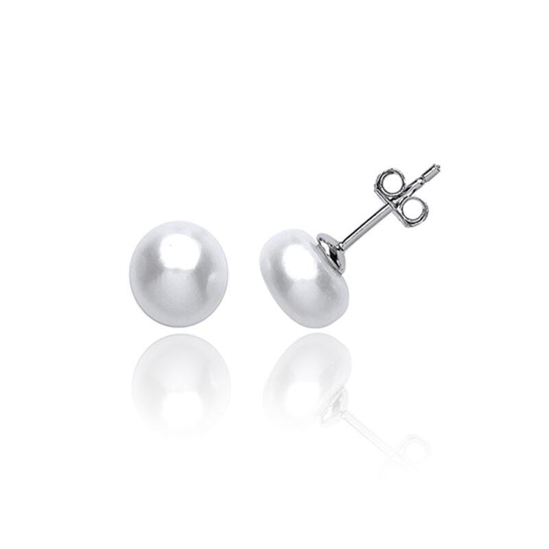 Silver Shell Pearl Studs 8mm