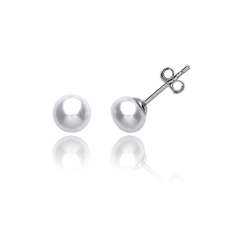 Silver Shell Pearl Studs 6mm