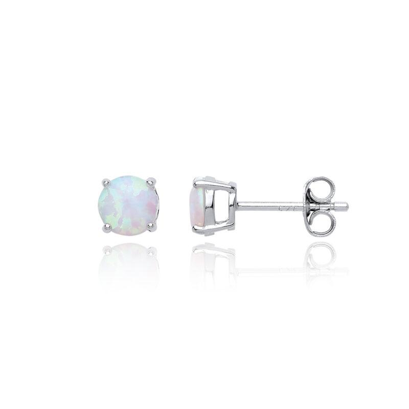 Silver Round Opal Studs 6mm