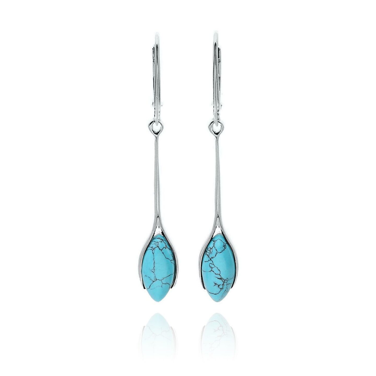Silver Turquoise Elegant Drop Earrings