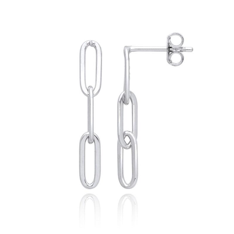 Silver Paper Link Chain Drop Earrings
