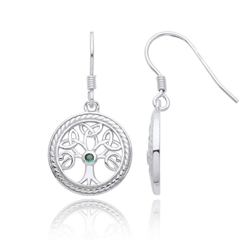 Silver Celtic Knot Tree of Life Earrings