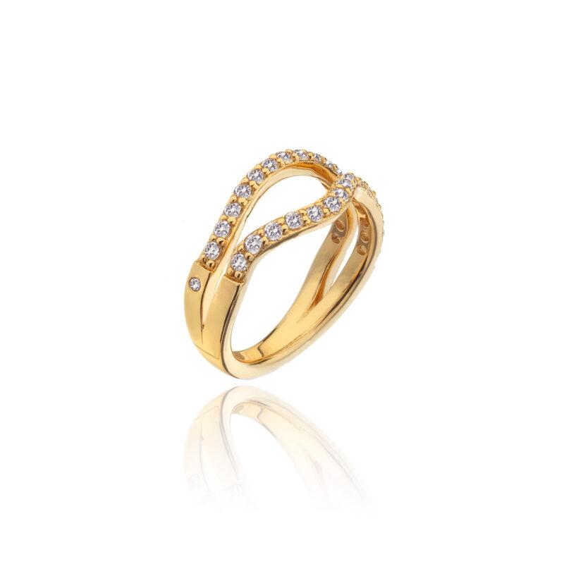 Hot Diamonds X JJ 18ct Gold Plated Extravagance Ring