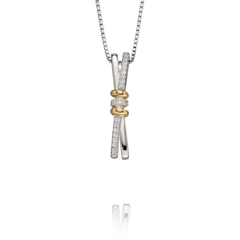 Fiorelli Silver & Gold Plated Cubic Zirconia Connected Rings Pendant