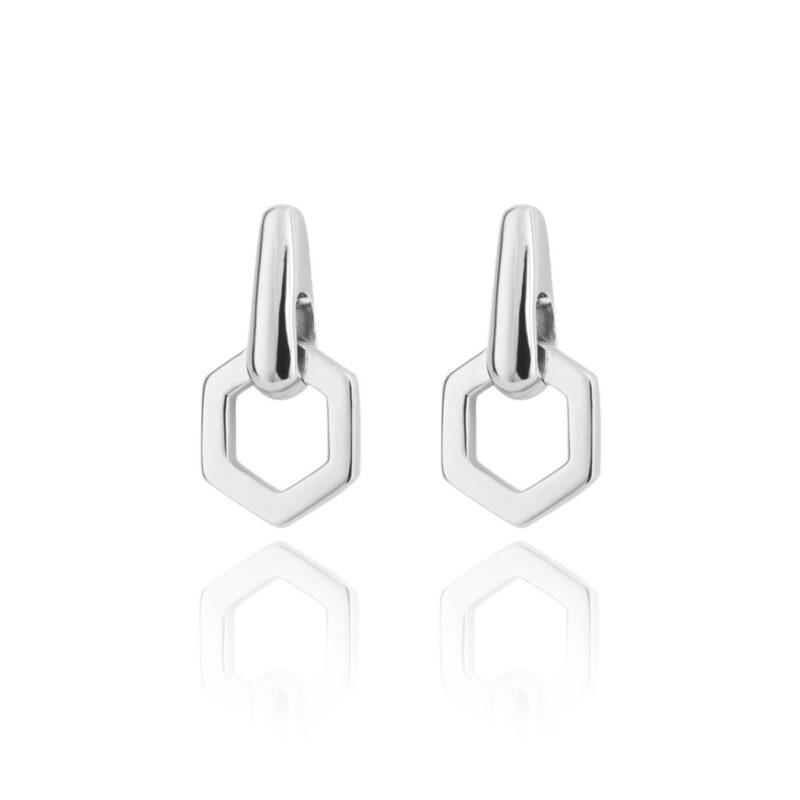Fiorelli Silver Interlocking Hexagonal Drop Earrings