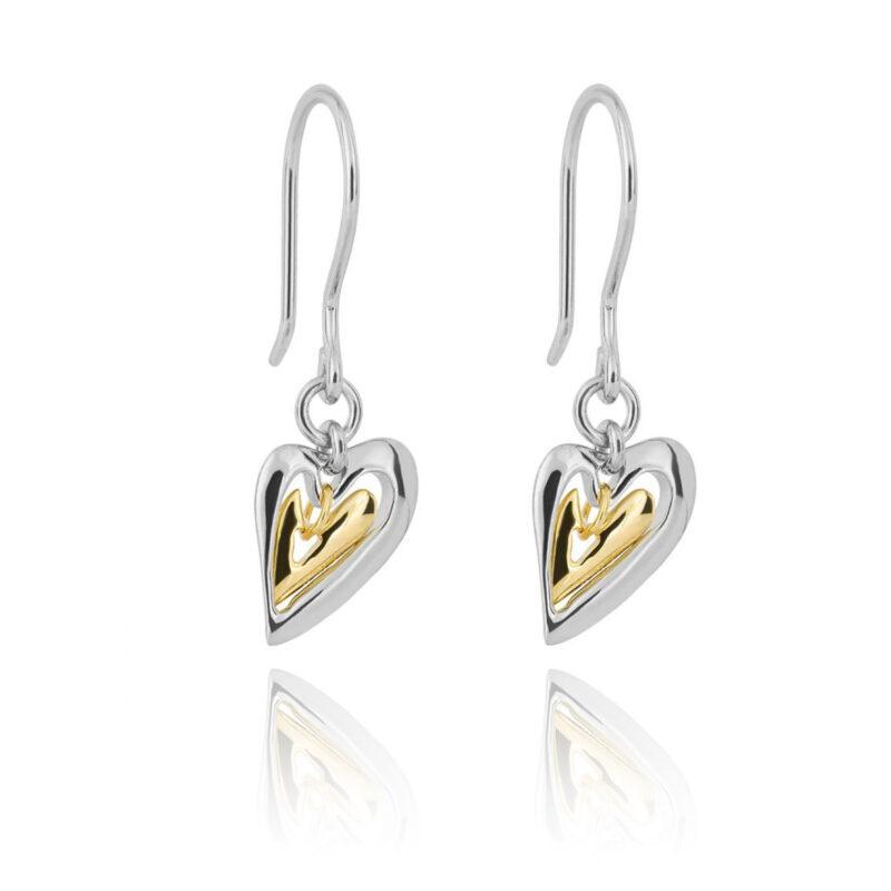 Fiorelli Gold Plated Organic Heart Drop Earrings