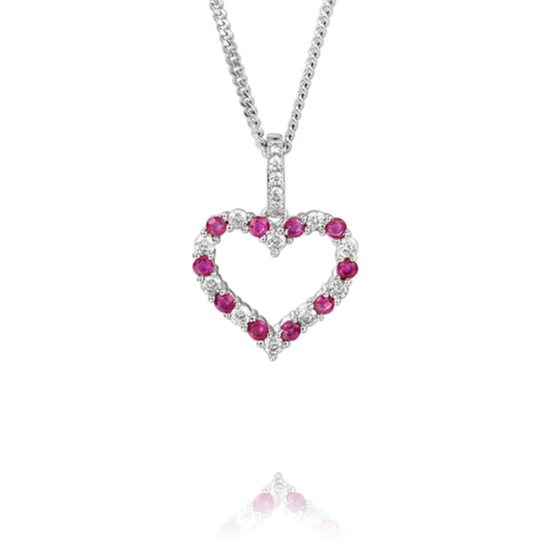 Silver Amore Love Life Ruby Necklace