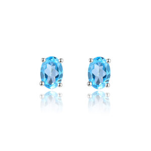 Silver Amore Blue Content Studs