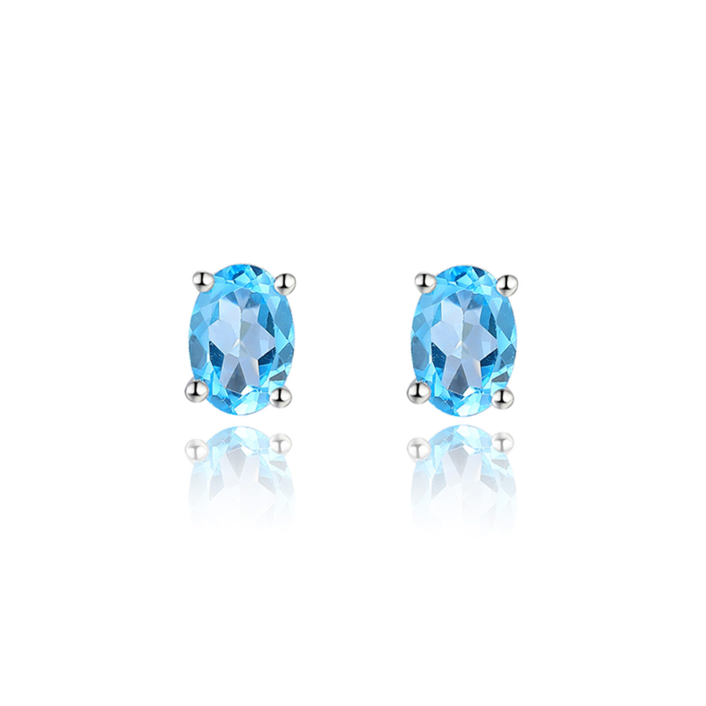 Silver Amore Blue Content Studs