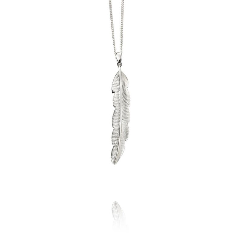 Silver Large Feather Pendant