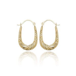 9ct Gold Patterned Oval Hoops