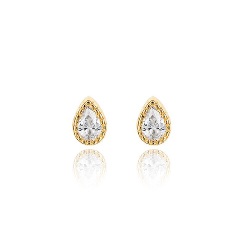 Silver Gold Plated Cubic Zirconia Teardrop Studs