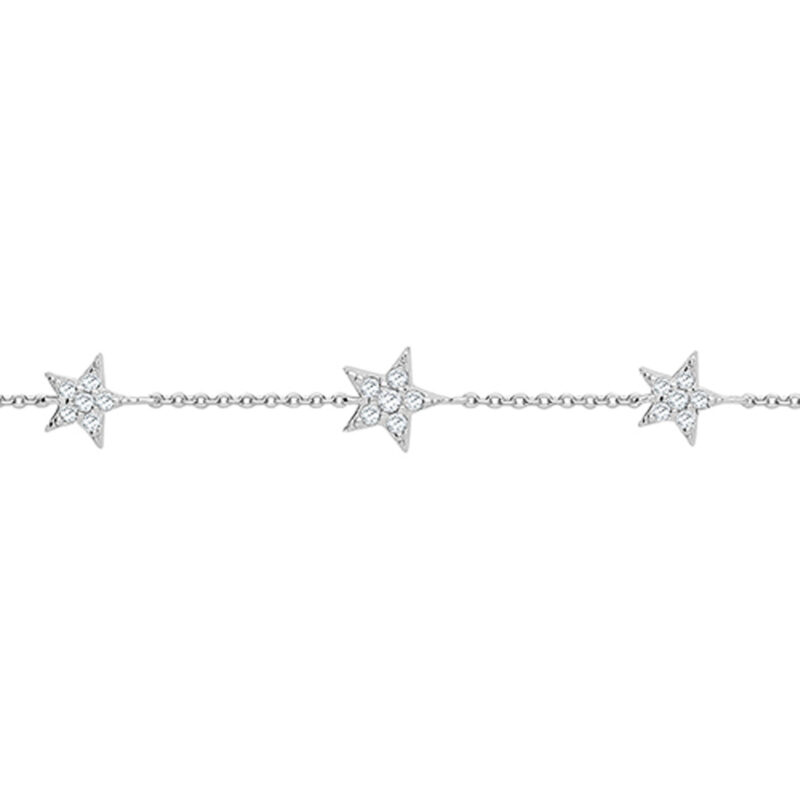 Silver Cubic Zirconia Triple Star Bracelet