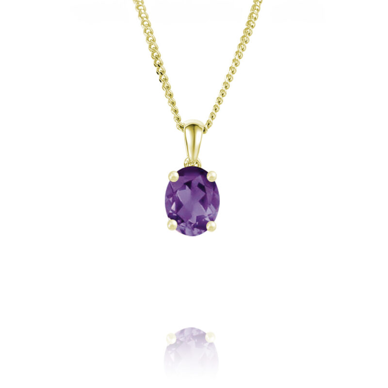 9ct Gold Amore Oval Amethyst Pendant