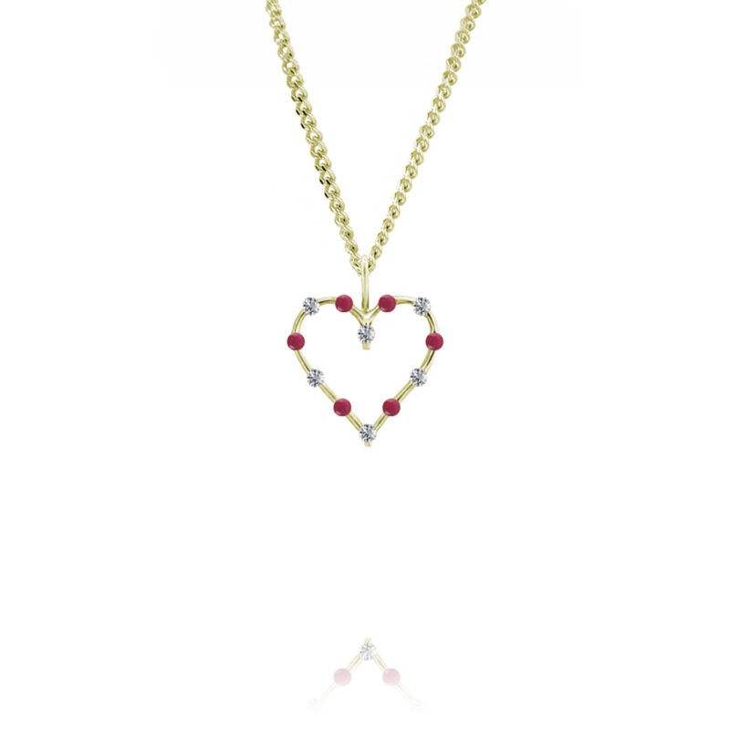 9ct Gold Amore Ruby & Diamond Heart Necklace
