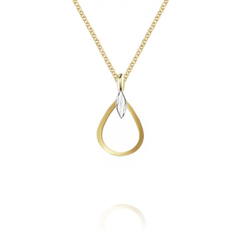 9ct Two Tone Gold Amore Open Teardrop Pendant