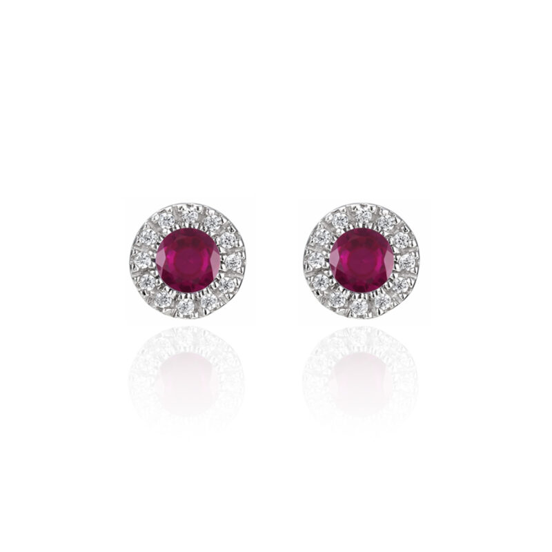 9ct Gold Amore Ruby & Diamond Cluster Studs