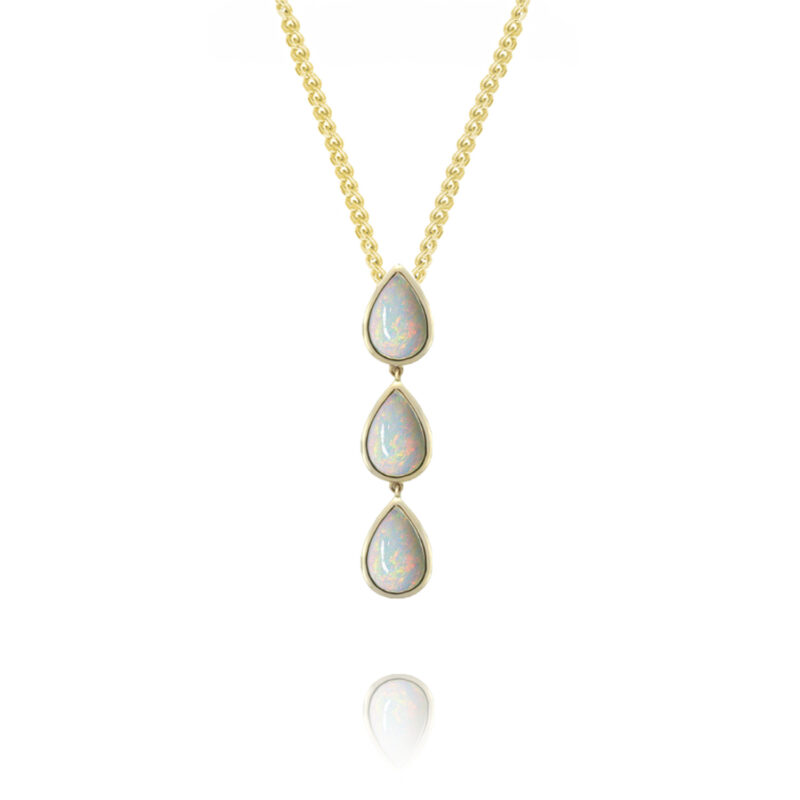 9ct Gold Amore Triple Pear Shape Opal Pendant