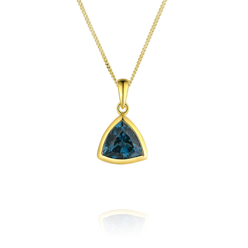 9ct Gold Amore Blue Topaz Triangle Pendant
