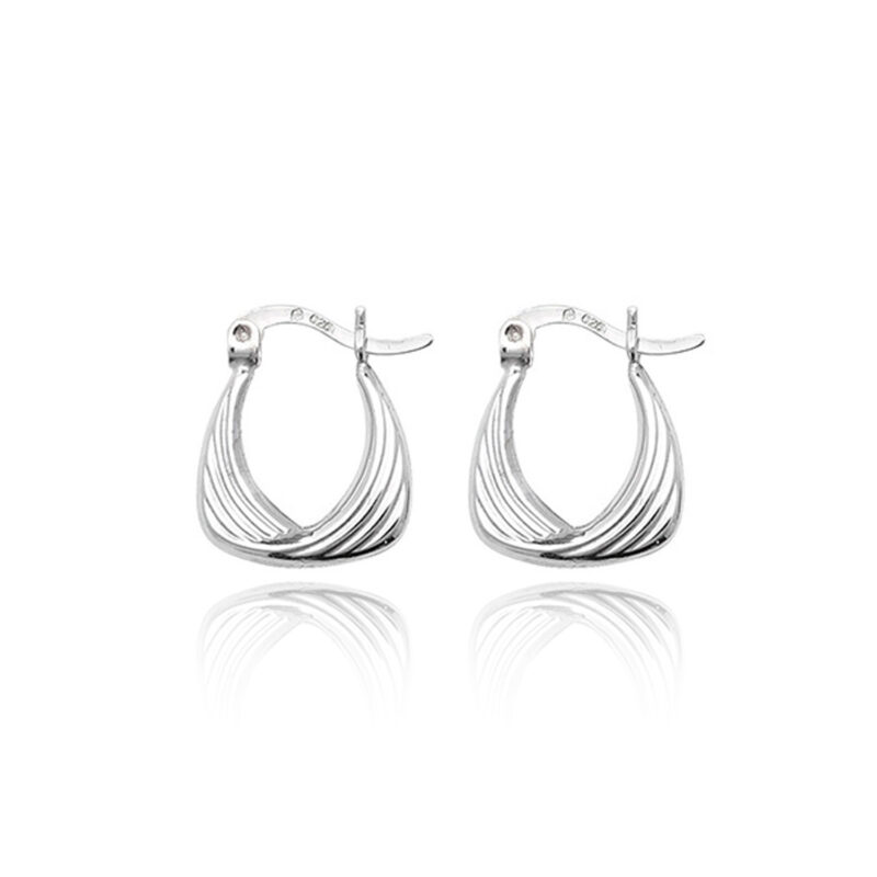 silver Small Patterned Square Hoops