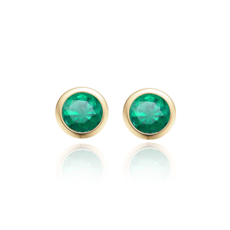 9ct Gold Amore Rub Over Emerald Studs