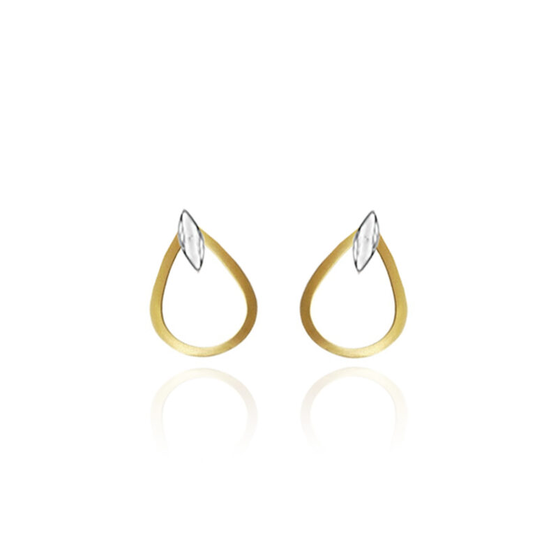9ct Two Tone Gold Amore Open Teardrop Studs