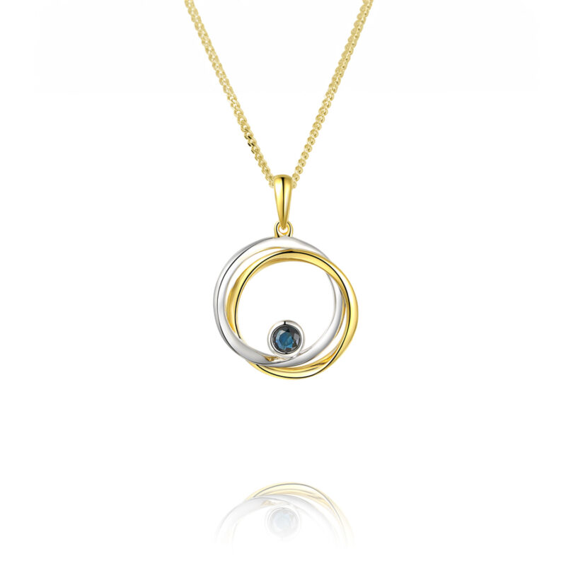 9ct Two Tone Gold Amore Circles Sapphire Pendant