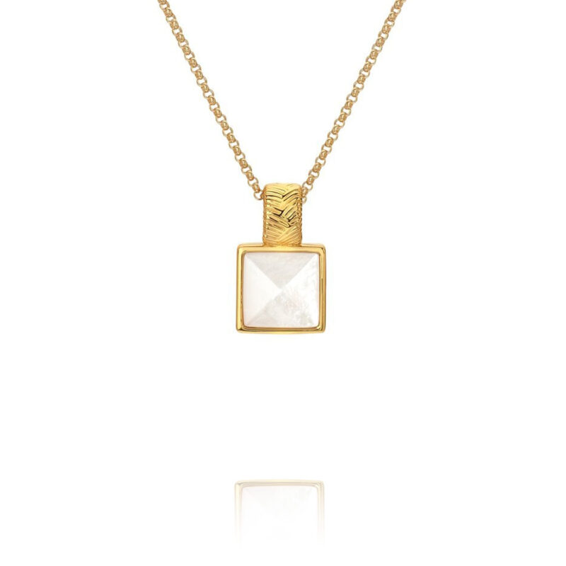 Hot Diamonds X JJ 18ct Gold Plated Mother of Pearl Calm Square Pendant