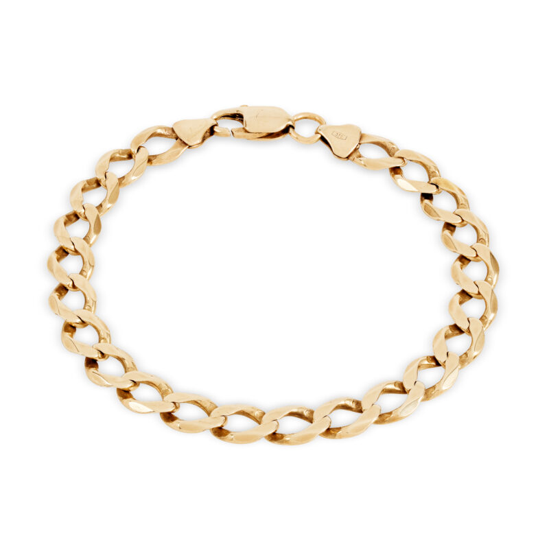 Men's Solid 9ct Yellow Gold Traditional Heavy Weight Curb Link 16mm Gauge  Chain Bracelet, 9 inch