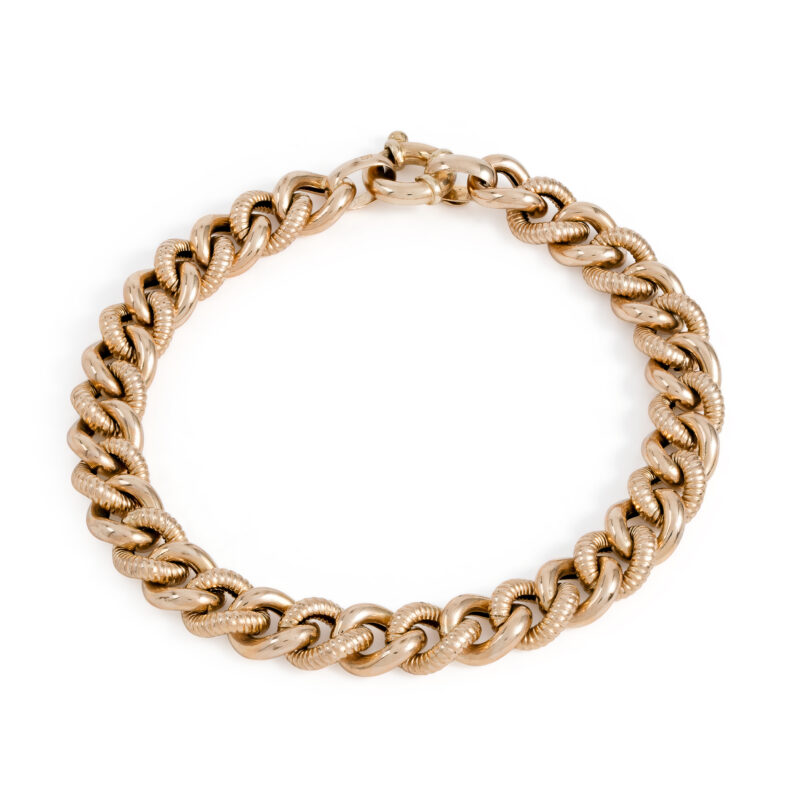 Pre-owned 9ct Gold Textured Curb Bracelet