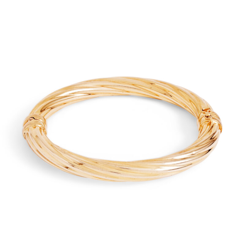 Pre-Owned 9ct Gold Twist Textured Oval Bangle