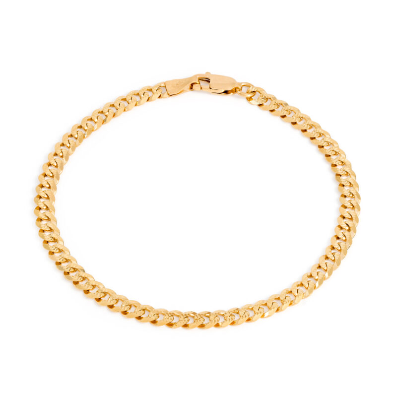 Pre-owned 18ct Gold Curb Link Textured Bracelet