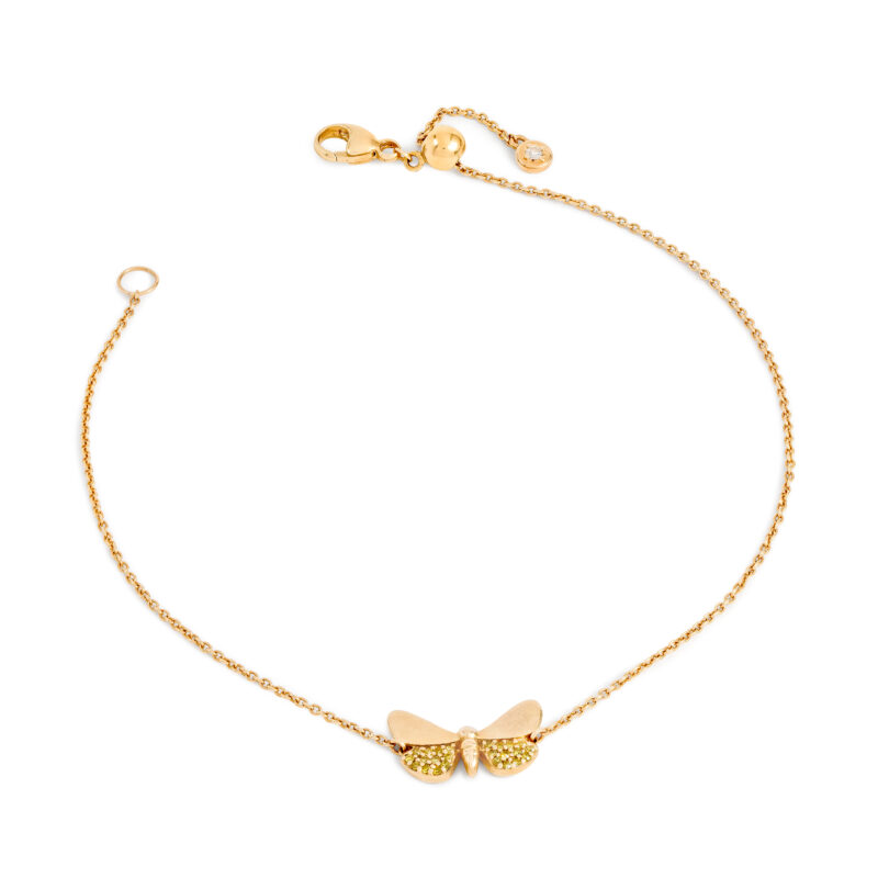Pre-owned 14ct Gold Diamond Butterfly Bracelet