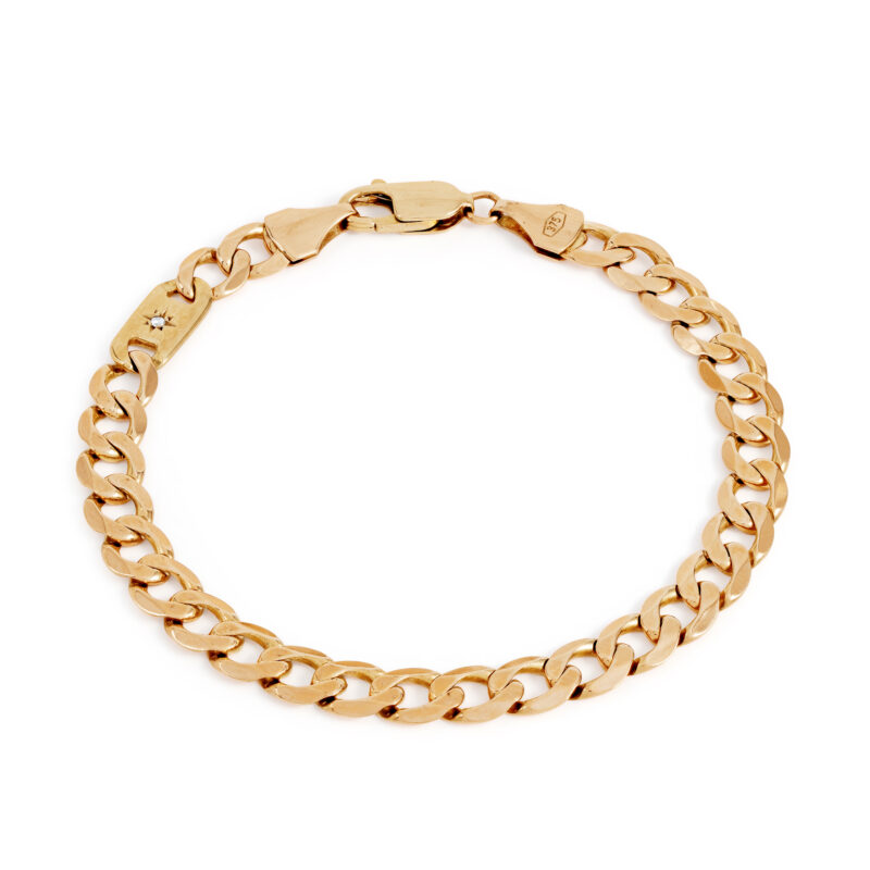 Pre-owned 9ct Gold Curb Bracelet with Diamond