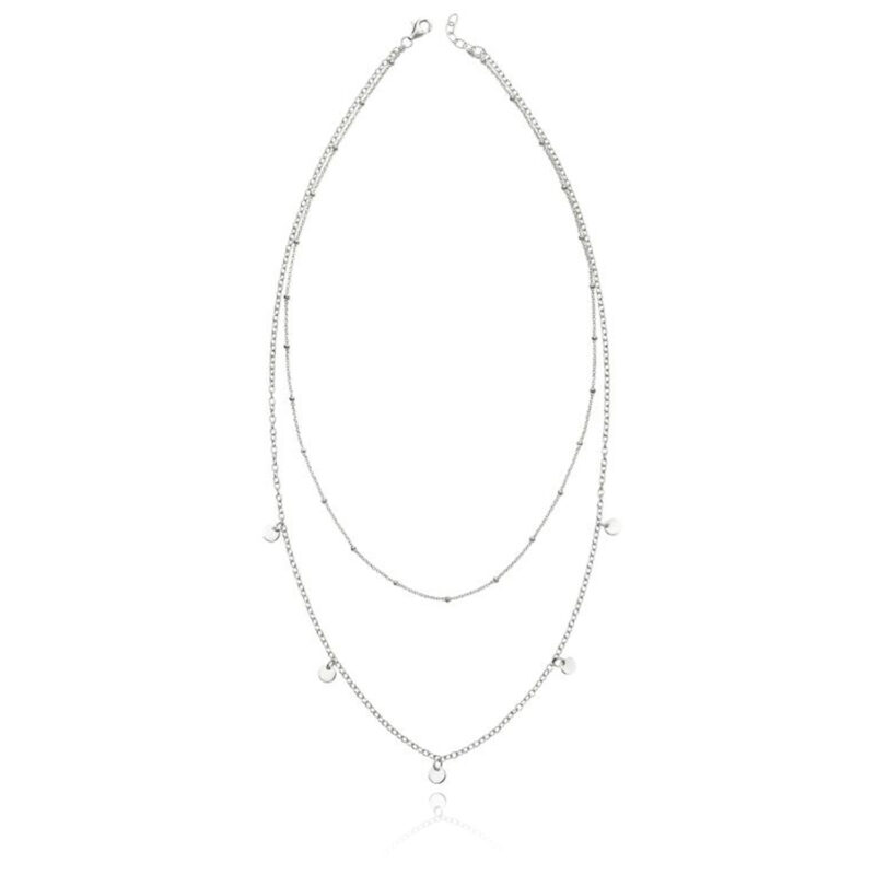 Silver Mini Disc Double Row Necklace