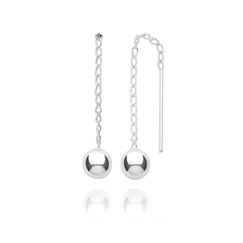 Silver Chain Link Ball Earrings