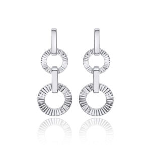 Silver Diamond Cut Circle Drop Earrings