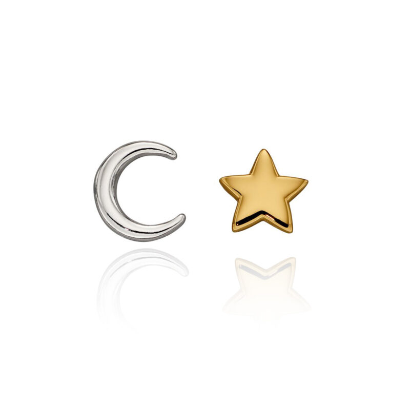 Silver & Gold Plated Moon and Star Studs