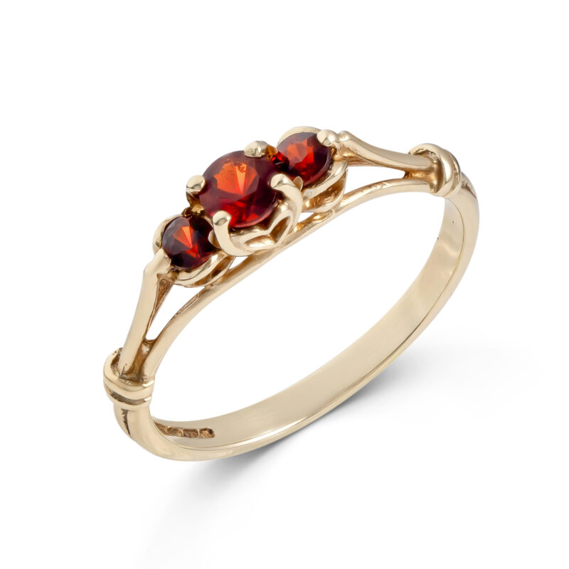 Pre-Owned 9ct Gold Garnet Three Stone Ring